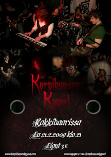 Poster of a past Korpikuusen Kyynel gig: Rokkibaari, Turku, February 21st